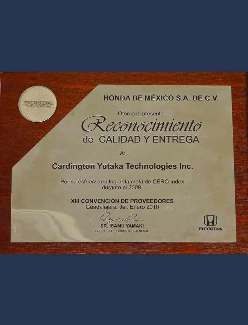 Award to Cardington Yutaka Technologies inc. 